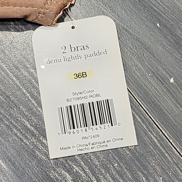 Renee Rofe‎ Bras Demi Lacy Lightly Padded Underwire Black Beige 36B - Picture 9 of 9